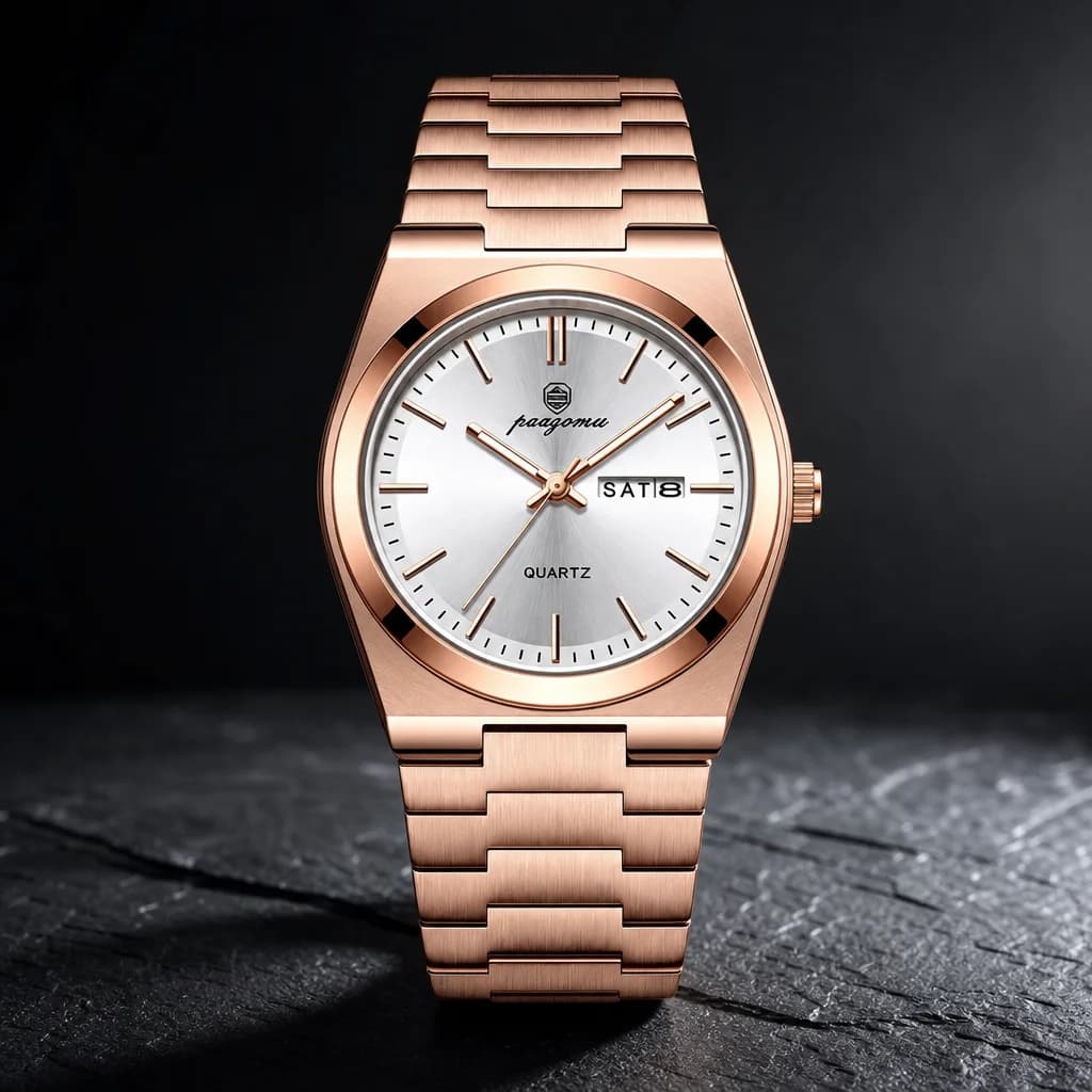 VAREL Brand Luxury Men's Watches Men's Fashion Stainless Steel Quartz Watch, view 12