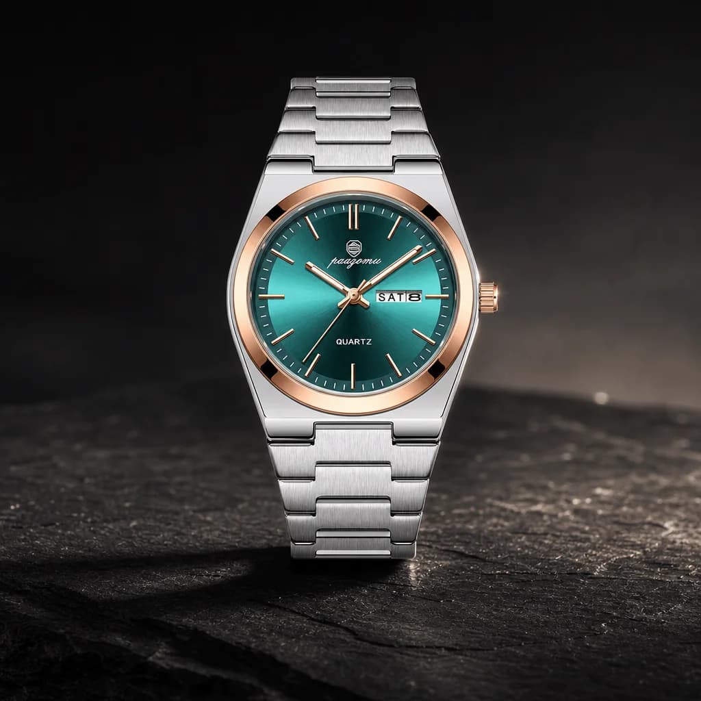 VAREL Brand Luxury Men's Watches Men's Fashion Stainless Steel Quartz Watch, view 9