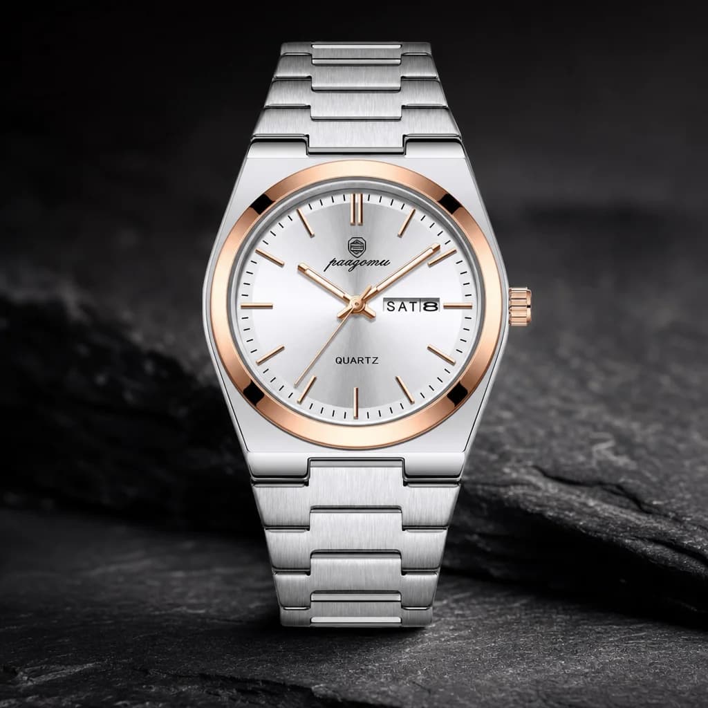 VAREL Brand Luxury Men's Watches Men's Fashion Stainless Steel Quartz Watch, view 8