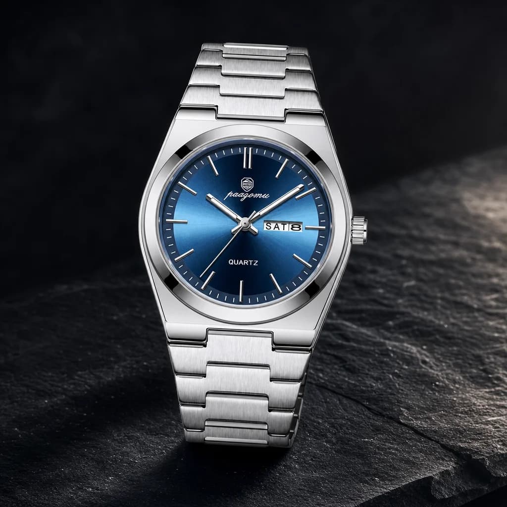 VAREL Brand Luxury Men's Watches Men's Fashion Stainless Steel Quartz Watch, view 4