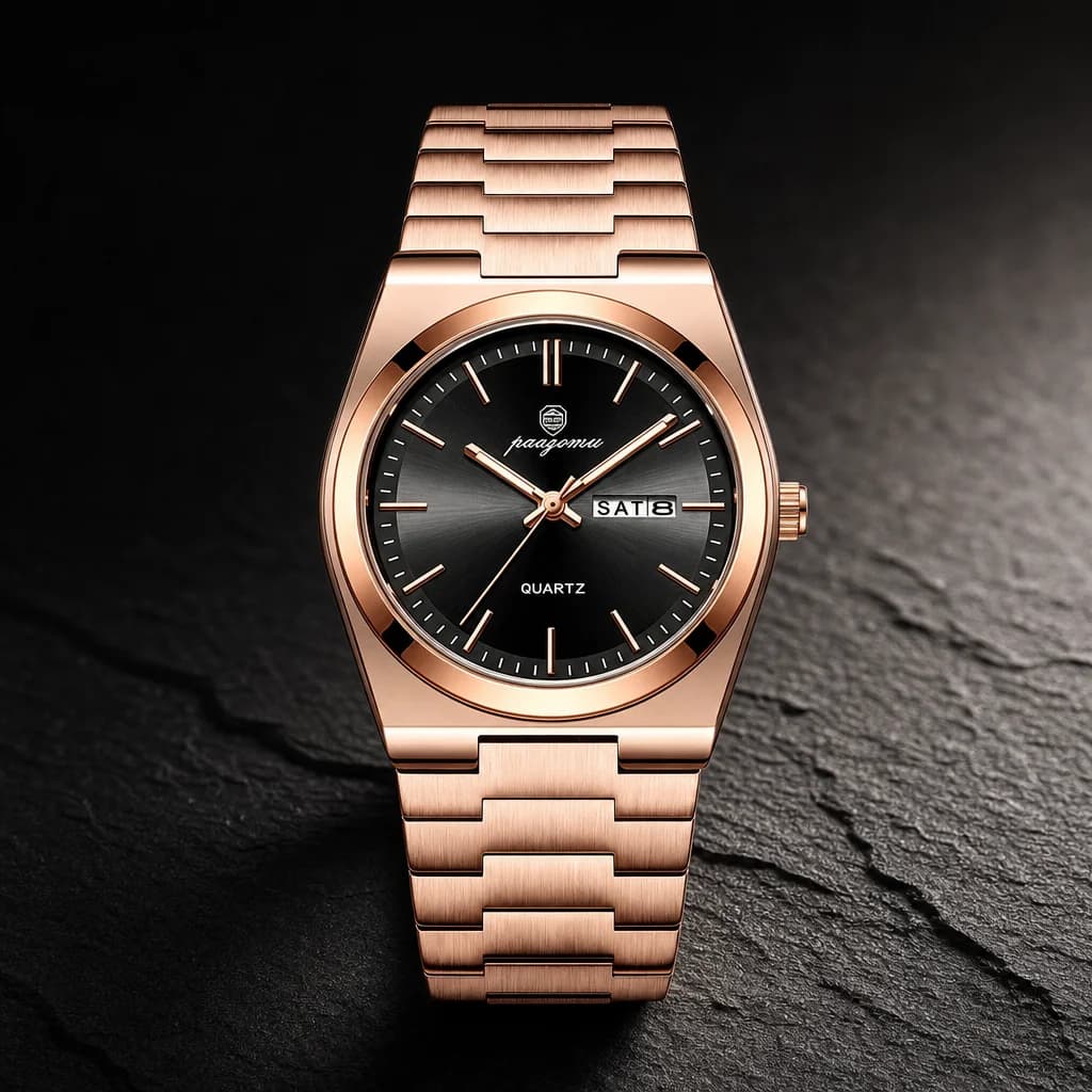 VAREL Brand Luxury Men's Watches Men's Fashion Stainless Steel Quartz Watch, view 10