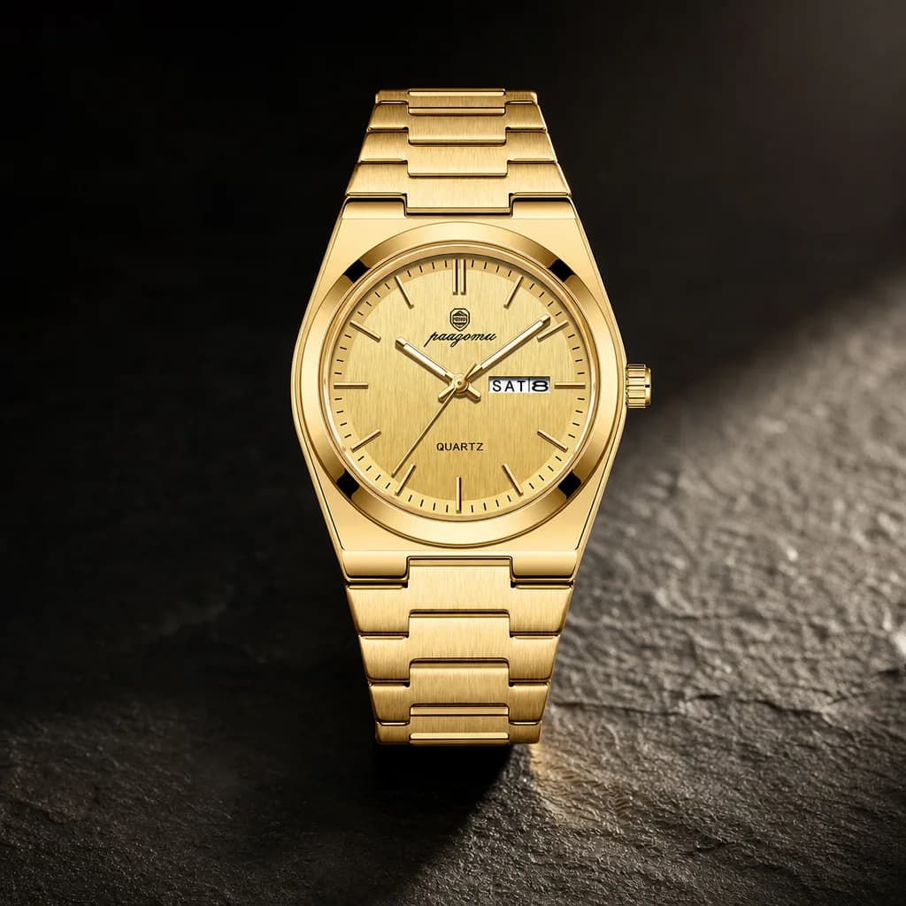 VAREL Brand Luxury Men's Watches Men's Fashion Stainless Steel Quartz Watch, view 6