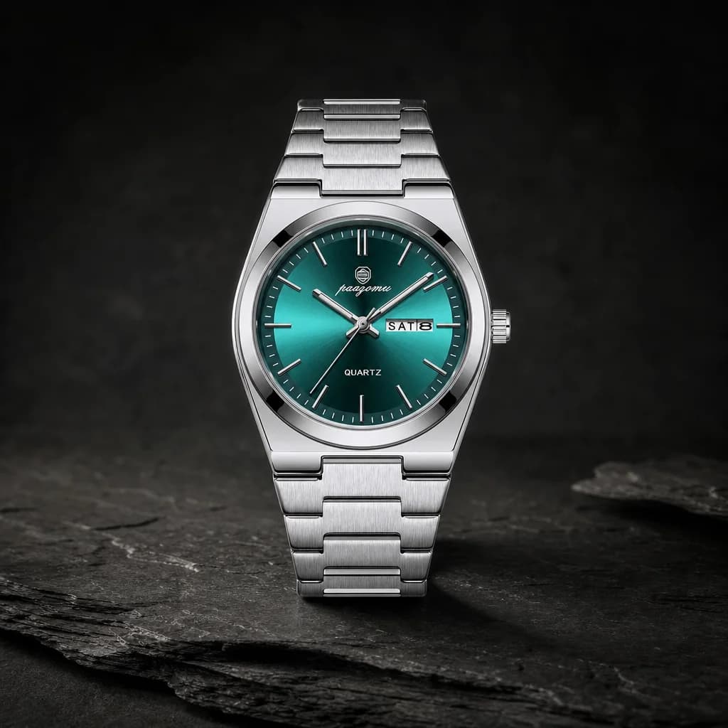 VAREL Brand Luxury Men's Watches Men's Fashion Stainless Steel Quartz Watch, view 5